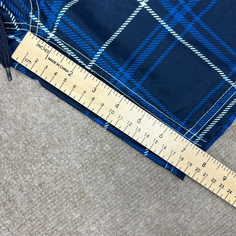 Ocean Pacific Swim Trunks Shorts Mens Large Navy Blue Plaid Mesh Lined Surfing